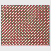 Kerstrood wit ruitvormig patroon cadeaupapier (Vlak)