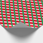 Kerstrood wit ruitvormig patroon cadeaupapier (Hoek)