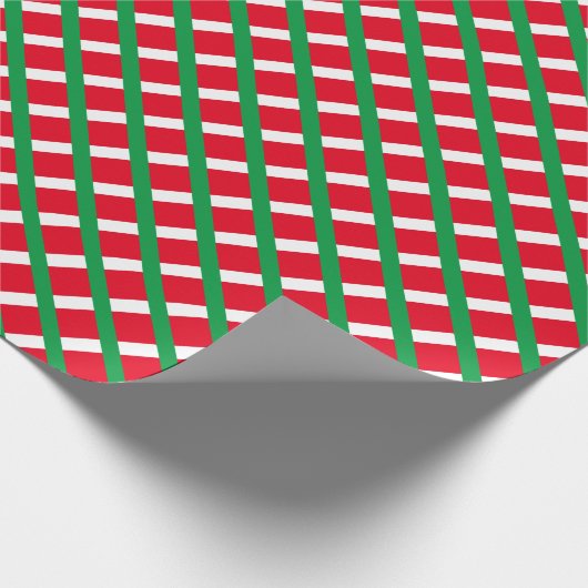 Kerstrood wit ruitvormig patroon cadeaupapier (Hoek)