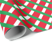 Kerstrood wit ruitvormig patroon cadeaupapier (Rol Hoek)