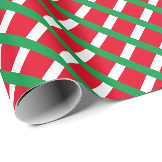 Kerstrood wit ruitvormig patroon cadeaupapier (Rol Hoek)