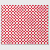 Kerstrood wit ruitvormig patroon modern cadeaupapier (Vlak)