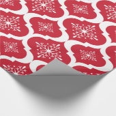 Kerstrood wit Snowflakes, Latijns schrift Cadeaupapier (Hoek)