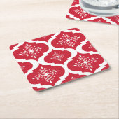 Kerstrood wit Snowflakes, Latijns schrift Kartonnen Onderzetters (Schuin)