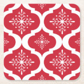 Kerstrood wit Snowflakes, Latijns schrift Kartonnen Onderzetters (Voorkant)