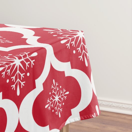 Kerstrood wit Snowflakes, Latijns schrift Tafelkleed (Voorbeeld)