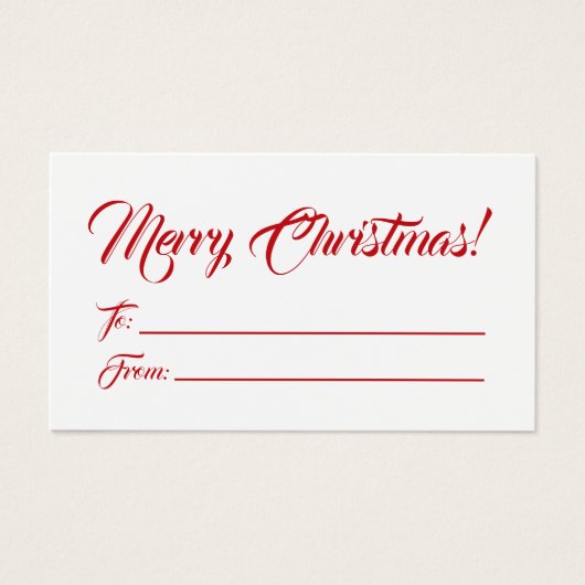 Kerstrood wit tot blanco manuscriptkaarten visitekaartje (Voorkant)
