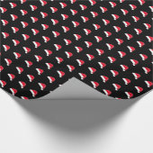 Kerstrood wit zwart Santa Hat patroon schattig Cadeaupapier (Hoek)