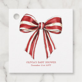 Kerstrood | Witte Coquette Bow Baby shower Bedankjes Labels
