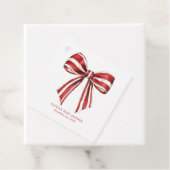 Kerstrood | Witte Coquette Bow Baby shower Bedankjes Labels (In situ)