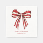 Kerstrood | Witte Coquette Bow Baby shower Servet (Voorkant)