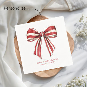 Kerstrood   Witte Coquette Bow Baby shower Servet