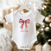Kerstrood | Witte Coquette Bow Santa Baby Romper
