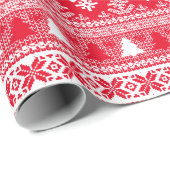 Kerstrood-witte feestdag — Ugly Sweater Cadeaupapier (Rol Hoek)