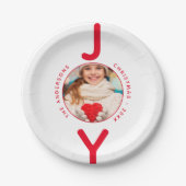 Kerstrood witte foto, minimalistisch modern papieren bordje (Voorkant)