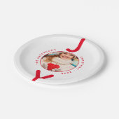 Kerstrood witte foto, minimalistisch modern papieren bordje (Gekanteld)