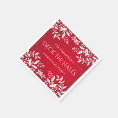 Kerstrood, witte Holly, Dek de Halls Party Servet (Hoek)