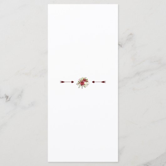 Kerstrood Witte Poinsettia Bruiloftsmenu Menu (Achterkant)