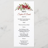 Kerstrood Witte Poinsettia Bruiloftsmenu Menu (Voorkant)