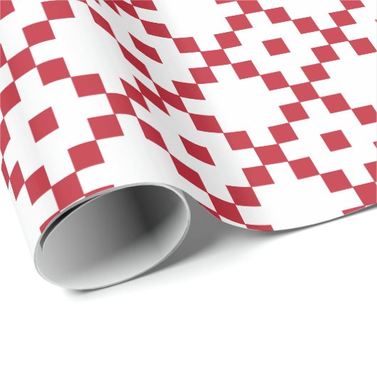 Kerstrood-witte quilt patroon cadeaupapier (Rol Hoek)