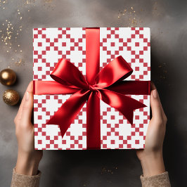 Kerstrood-witte quilt patroon cadeaupapier