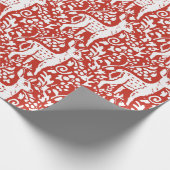 Kerstrood-witte rendierbos winter cadeaupapier (Hoek)