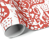 Kerstrood-witte rendierbos winter cadeaupapier (Rol Hoek)