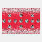 Kerstrood zilver foto confetti inpakpapier vel (Voorkant)