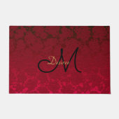 Kerstrood zwart wintermonogram deurmat (Voorkant)