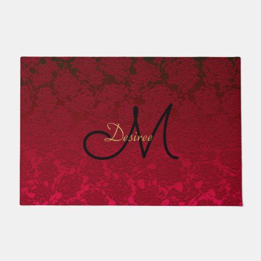 Kerstrood zwart wintermonogram deurmat (Voorkant)