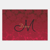 Kerstrood zwart wintermonogram inpakpapier vel (Voorkant)