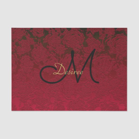 Kerstrood zwart wintermonogram tissuepapier (Voorkant)