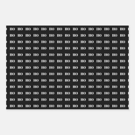 Kerstrood zwart wit Ho Ho Ho Inpakpapier Vel (Voorkant 3)