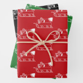 Kerstrood, zwart wit kerstblad inpakpapier vel (In situ)