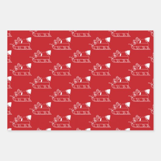 Kerstrood, zwart wit kerstblad inpakpapier vel (Voorkant)