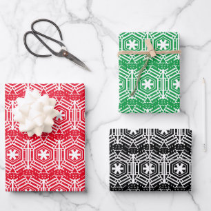 Kerstrood zwart wit  patroon inpakpapier vel