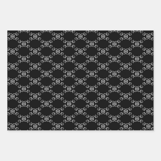 Kerstrood zwart wit wit gekleurd inpakpapier vel (Voorkant 3)