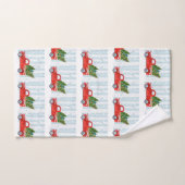 Kerstroodbedekking vrachtwagen op een sneeuwweg bad handdoek (Handdoek)