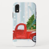 Kerstroodbedekking vrachtwagen op een sneeuwweg Case-Mate iPhone case (Achterkant)