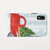 Kerstroodbedekking vrachtwagen op een sneeuwweg Case-Mate iPhone case (Achterkant (horizontaal))