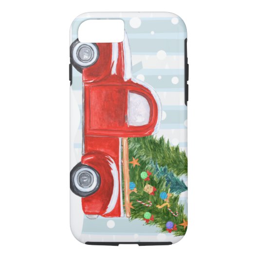 Kerstroodbedekking vrachtwagen op een sneeuwweg Case-Mate iPhone case (Achterkant)