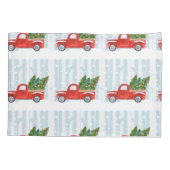 Kerstroodbedekking vrachtwagen op een sneeuwweg kussensloop (Achterkant)