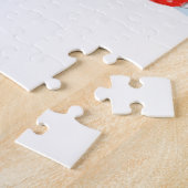 Kerstroodbedekking vrachtwagen op een sneeuwweg legpuzzel (Zijkant)