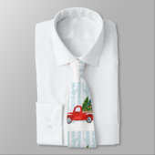 Kerstroodbedekking vrachtwagen op een sneeuwweg stropdas (Gebonden)