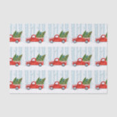 Kerstroodbedekking vrachtwagen op een sneeuwweg tissuepapier (Voorkant)