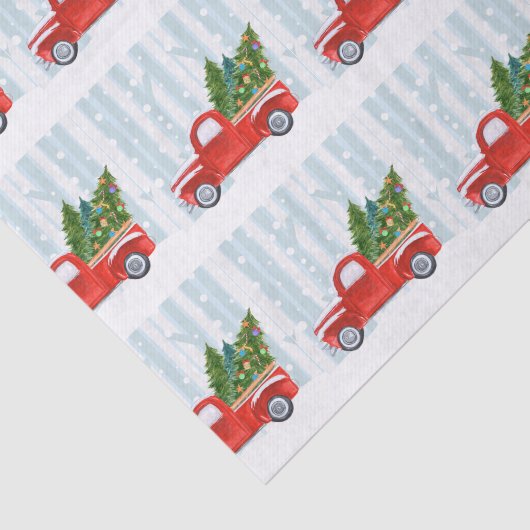 Kerstroodbedekking vrachtwagen op een sneeuwweg tissuepapier (Detail)