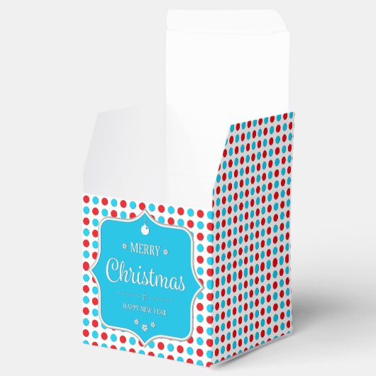 Kerstroodblauw pooidots bedankdoosjes (Geopend)