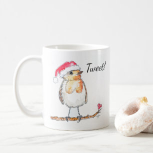 Kerstroodborst Koffiemok
