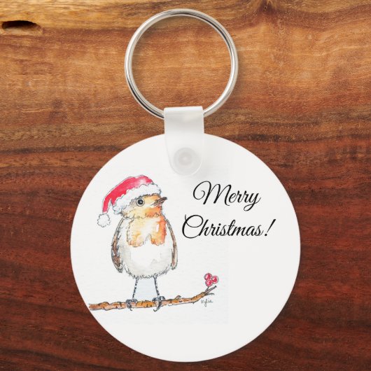 Kerstroodborst Sleutelhanger (Achterkant)