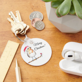 Kerstroodborst Sleutelhanger